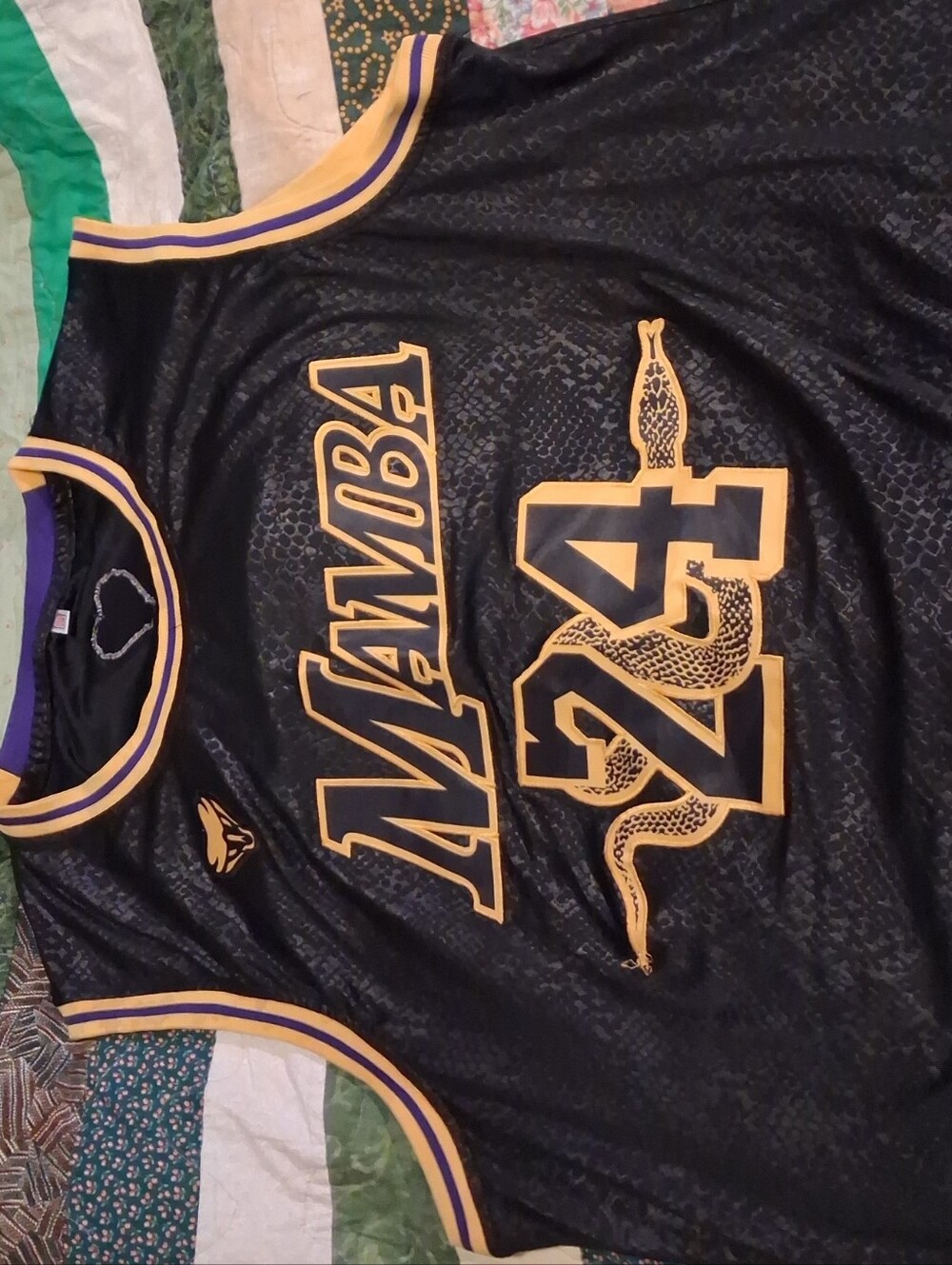 Men's Black & Gold 'Mamba 24' Basketball Jersey